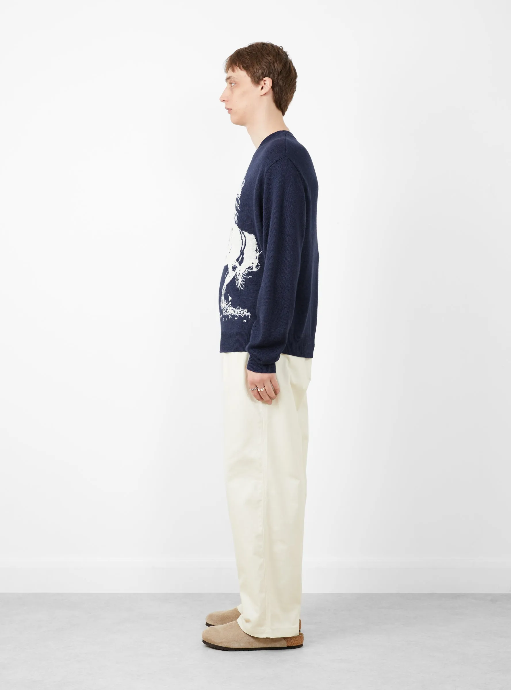 Running Horse Knit Sweater Navy