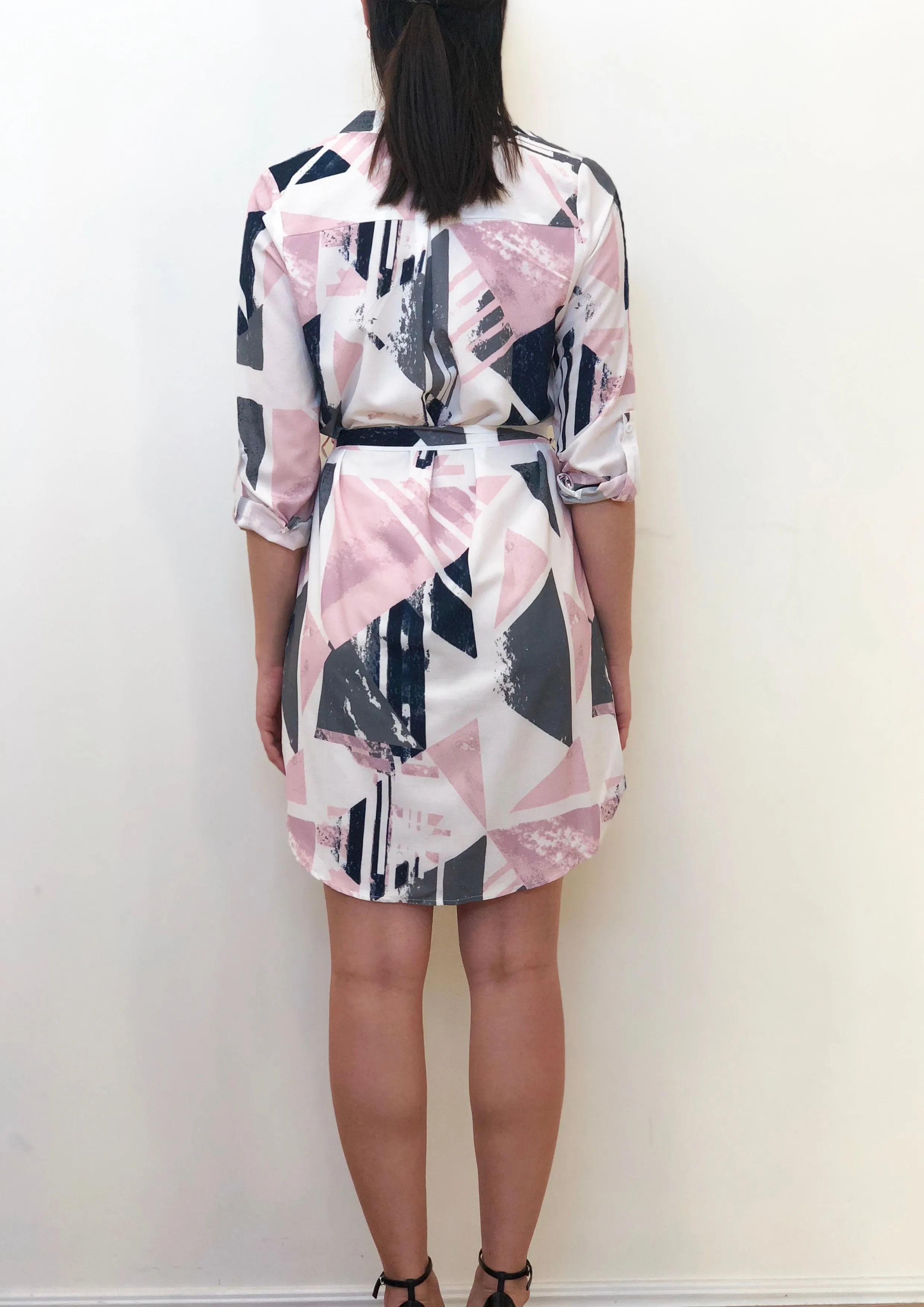 RV0156-20SS Pastel Abstract Johnny  Collar Dress(Pack)