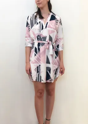RV0156-20SS Pastel Abstract Johnny  Collar Dress(Pack)