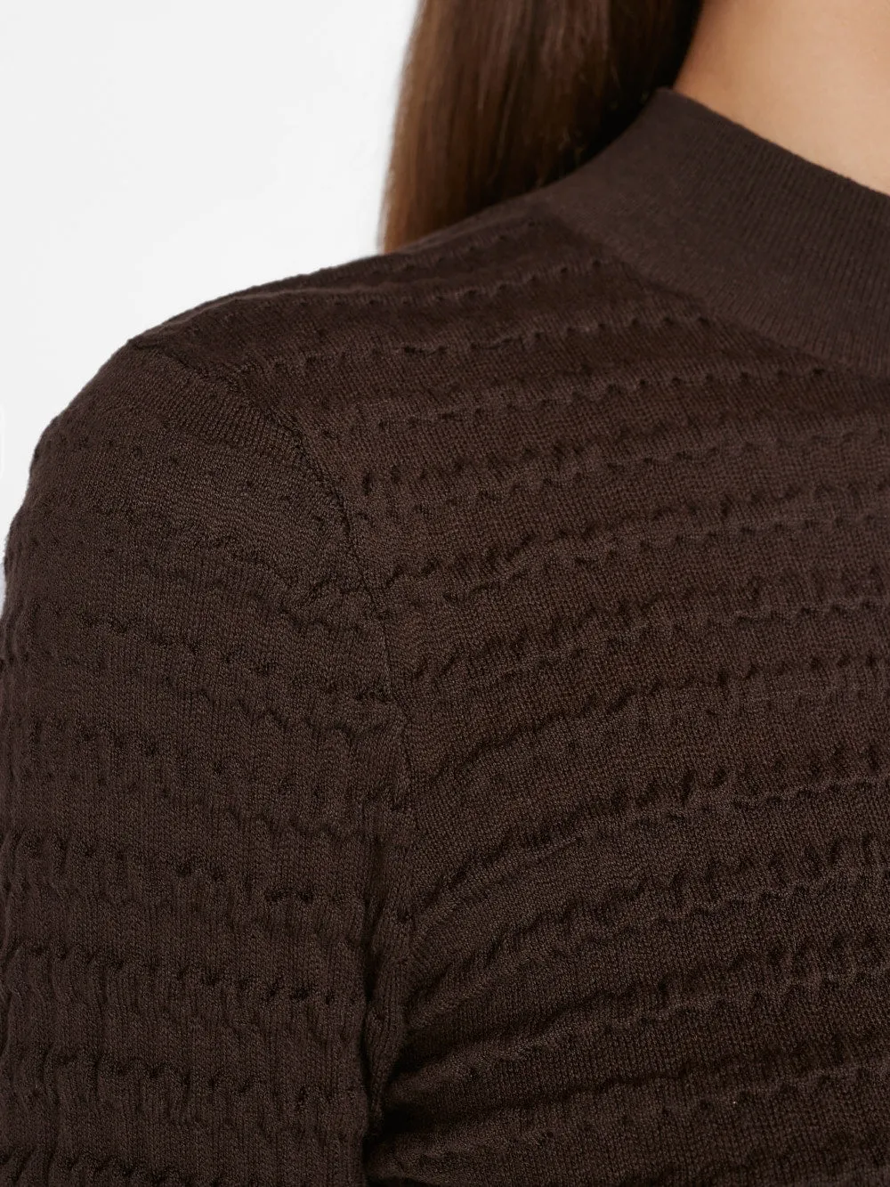 Smocked Mockneck Sweater -- Espresso