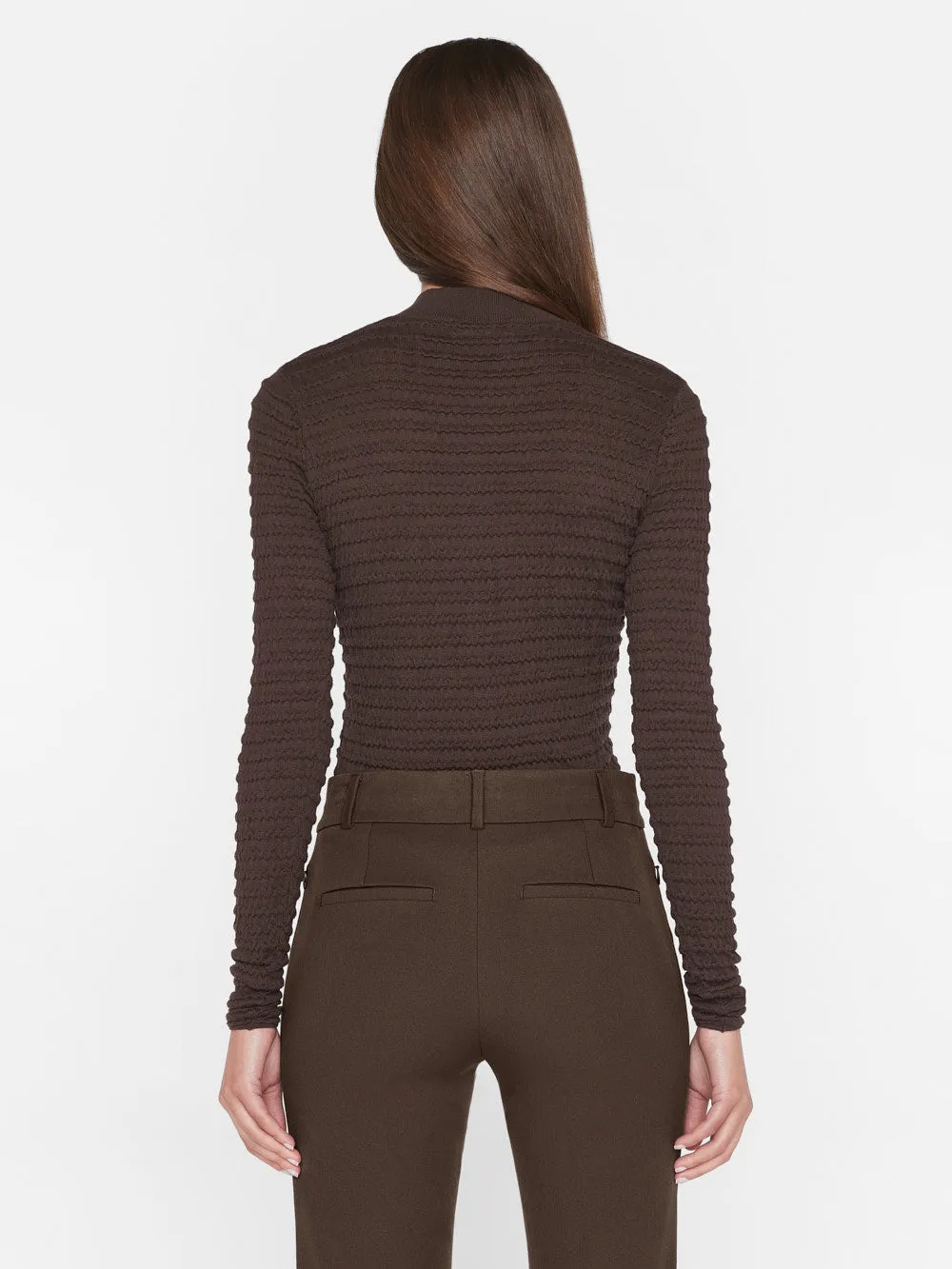 Smocked Mockneck Sweater -- Espresso