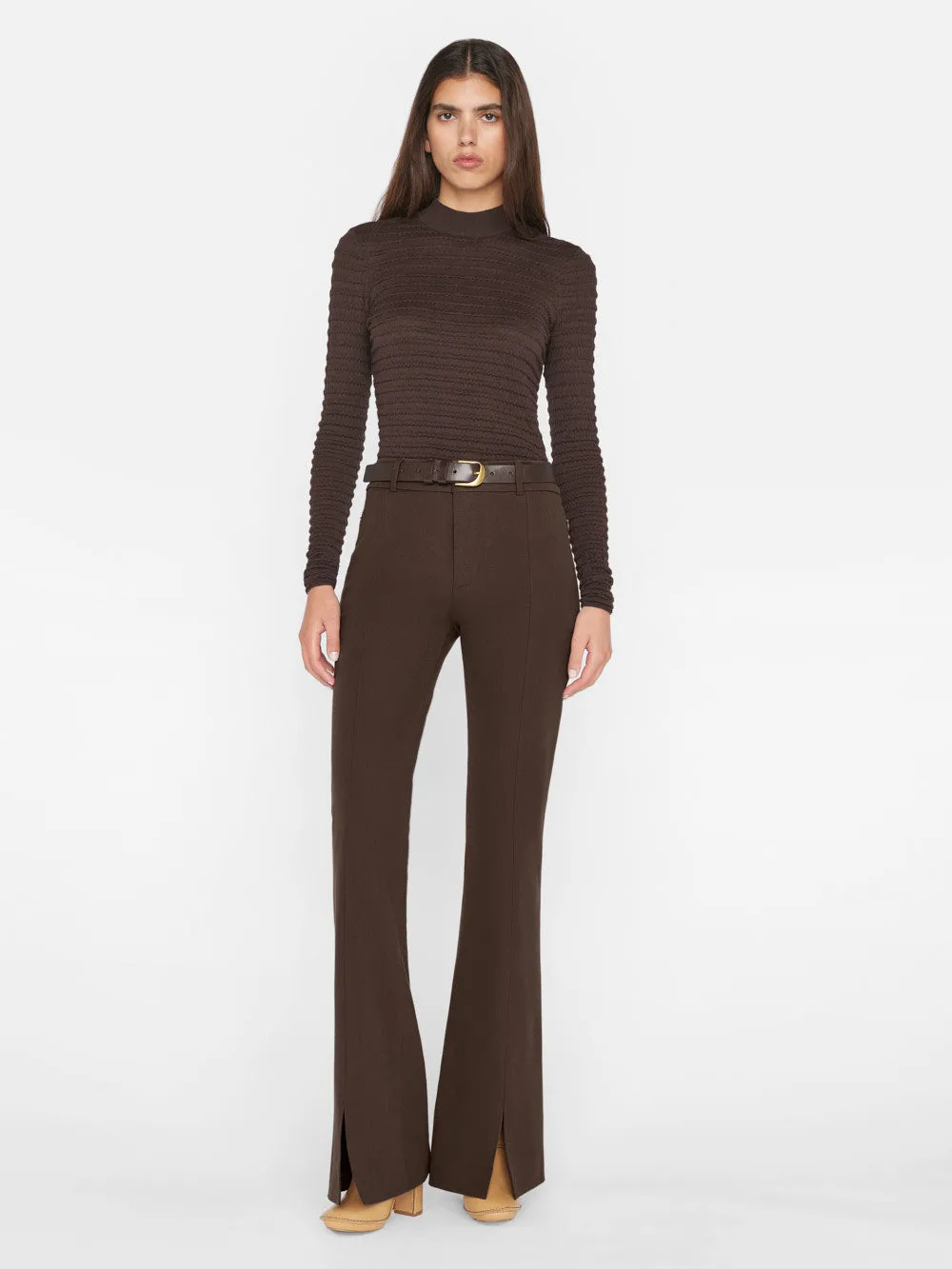 Smocked Mockneck Sweater -- Espresso