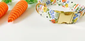 Spring Dog Collar - Spring Garden (Gold Metal)