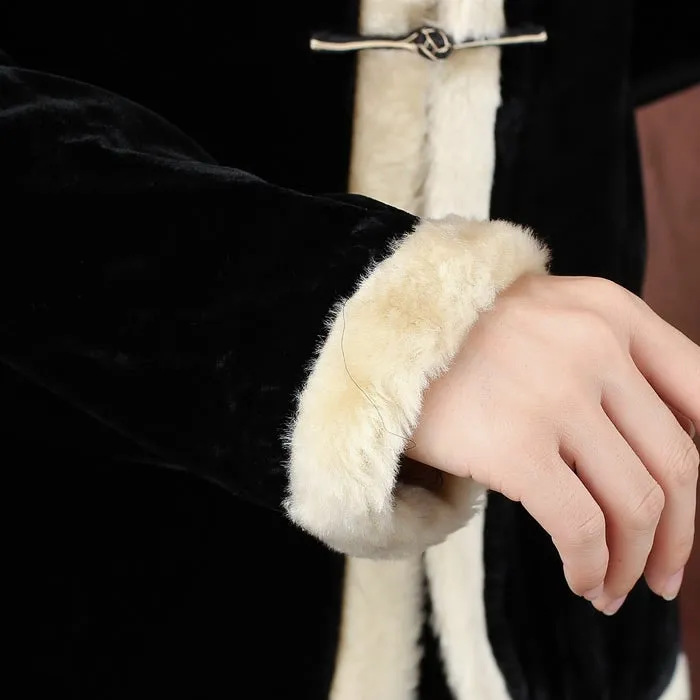 Stand Collar Fur Edge Chinese Style Women's Wadded Jacket