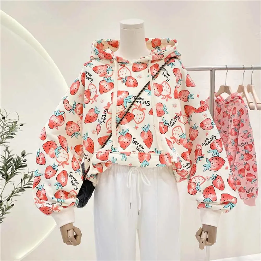 Strawberry Print Harajuku Hoodie