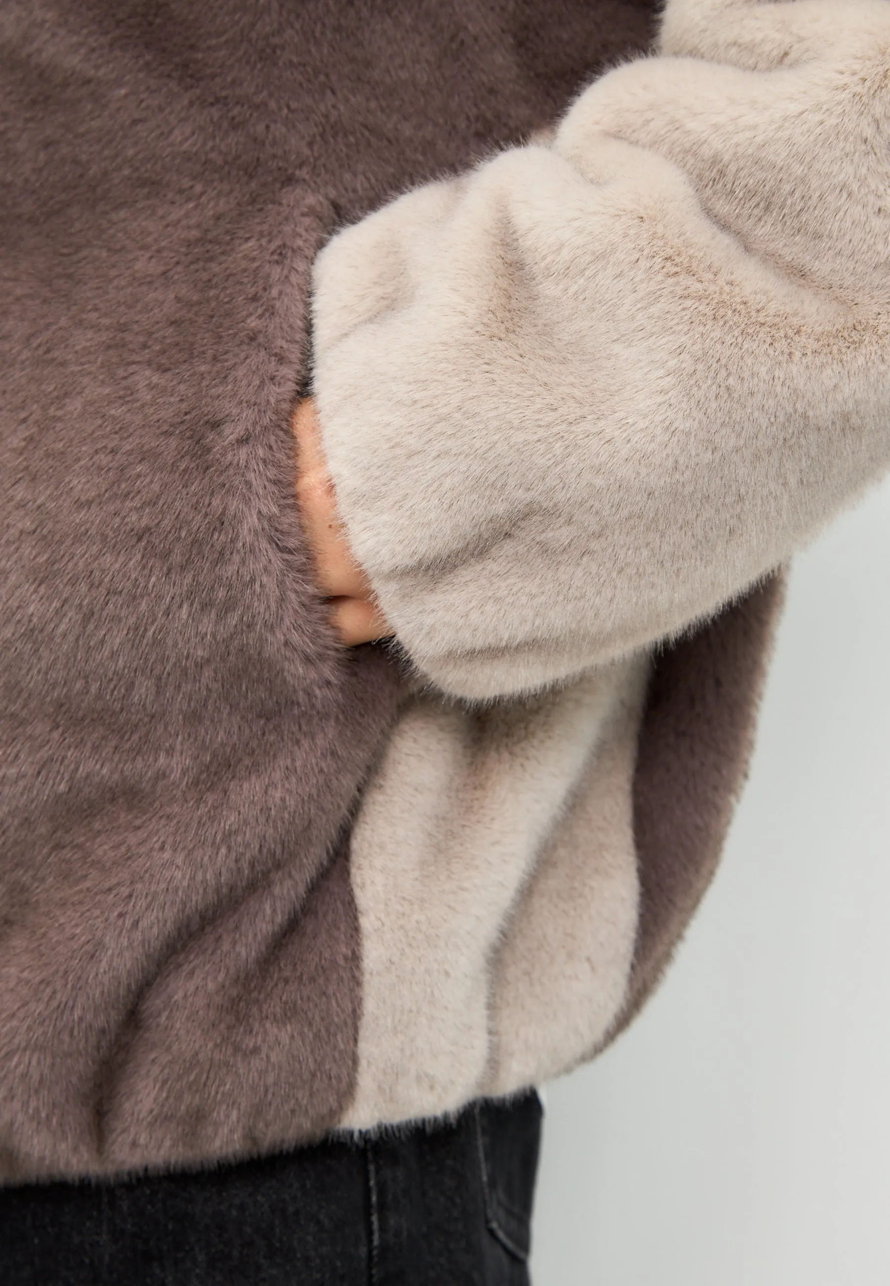 Stylish Hooded Faux Fur Jacket Reyna - Brown