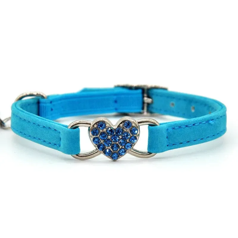 Velvet Cat Collar with Diamond Bell - Adjustable & Stylish