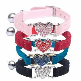 Velvet Cat Collar with Diamond Bell - Adjustable & Stylish