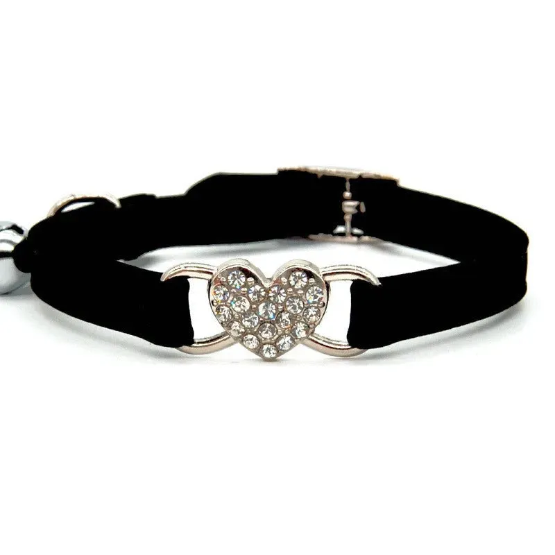 Velvet Cat Collar with Diamond Bell - Adjustable & Stylish