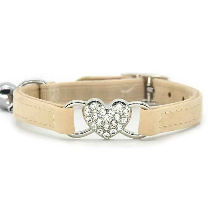 Velvet Cat Collar with Diamond Bell - Adjustable & Stylish