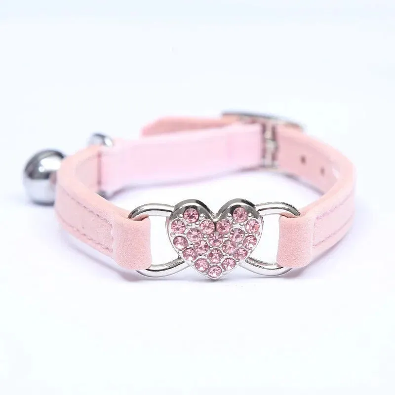 Velvet Cat Collar with Diamond Bell - Adjustable & Stylish