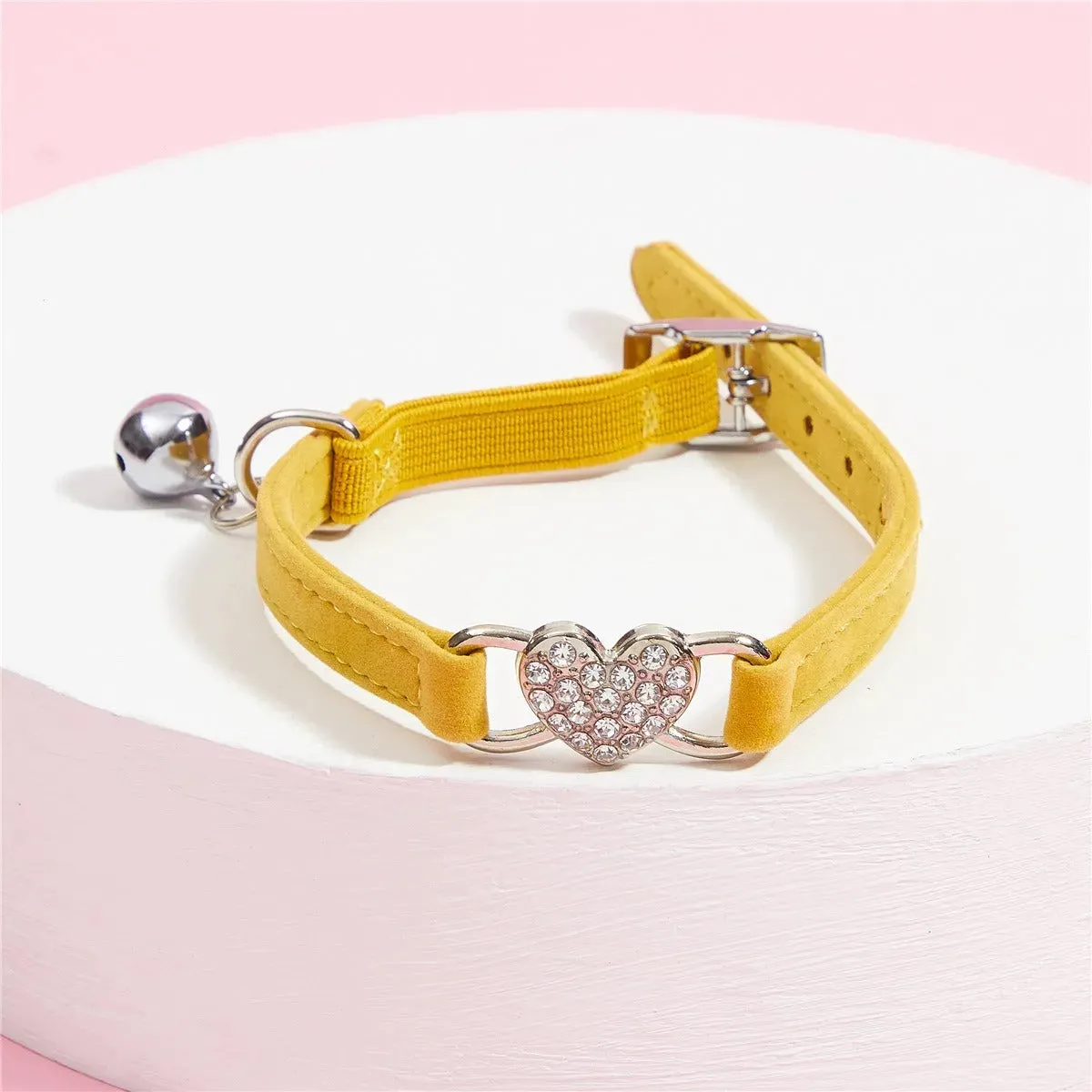 Velvet Cat Collar with Diamond Bell - Adjustable & Stylish