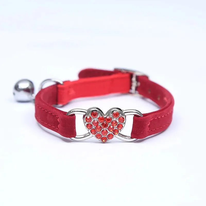 Velvet Cat Collar with Diamond Bell - Adjustable & Stylish