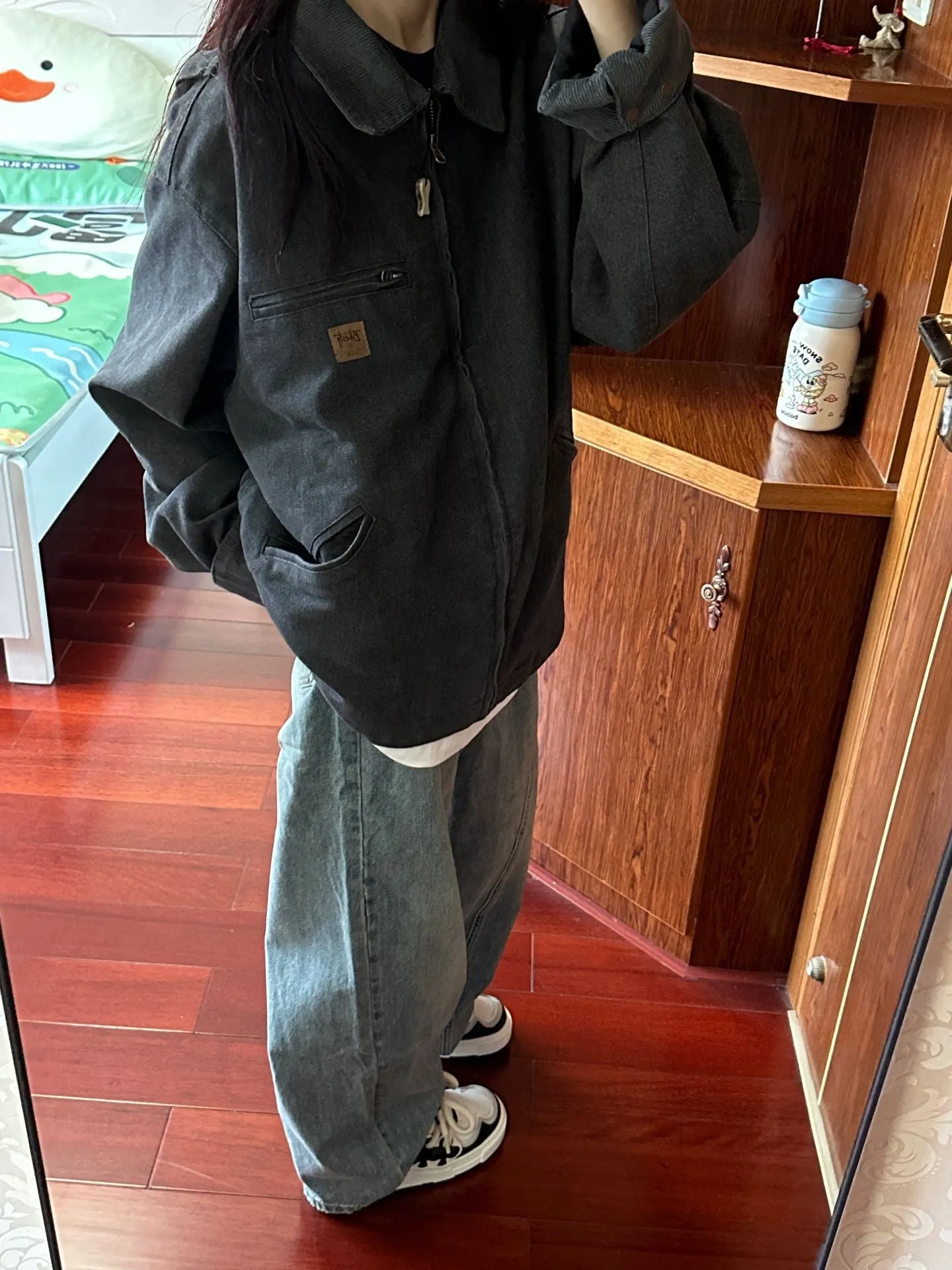 Wenkouban 90s streetwear American Vibe Style Denim Coat Women's Spring and Autumn Niche BF Style Retro High Street Baseball Uniform Jacket Top