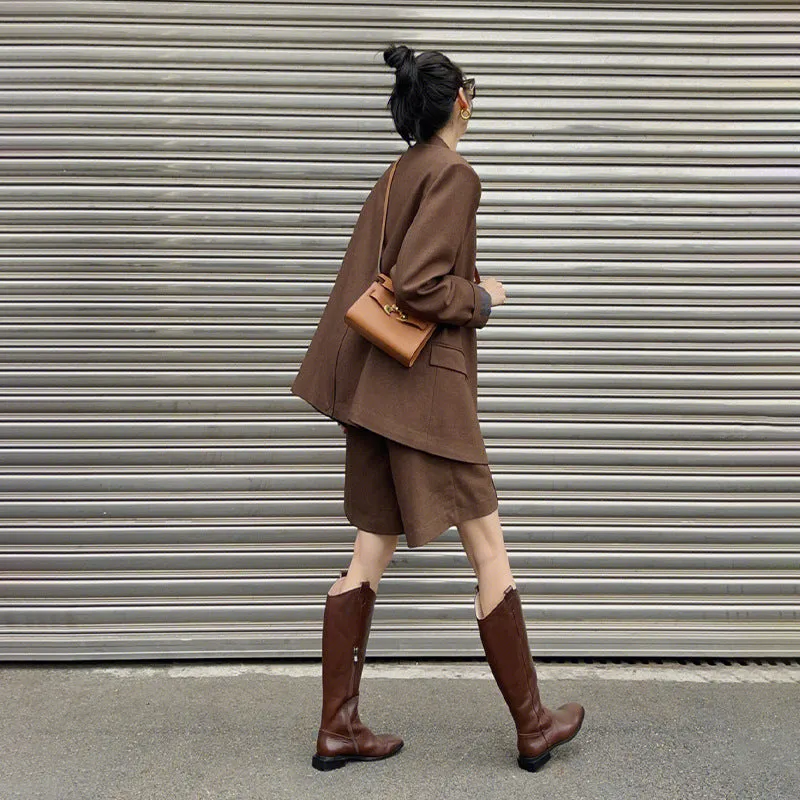 Wenkouban suit Brown Professional Suit Suit Women's Commuter Wear with  Style High-Grade Suit