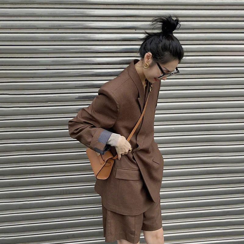 Wenkouban suit Brown Professional Suit Suit Women's Commuter Wear with  Style High-Grade Suit