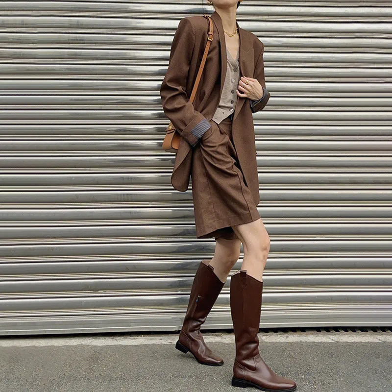 Wenkouban suit Brown Professional Suit Suit Women's Commuter Wear with  Style High-Grade Suit