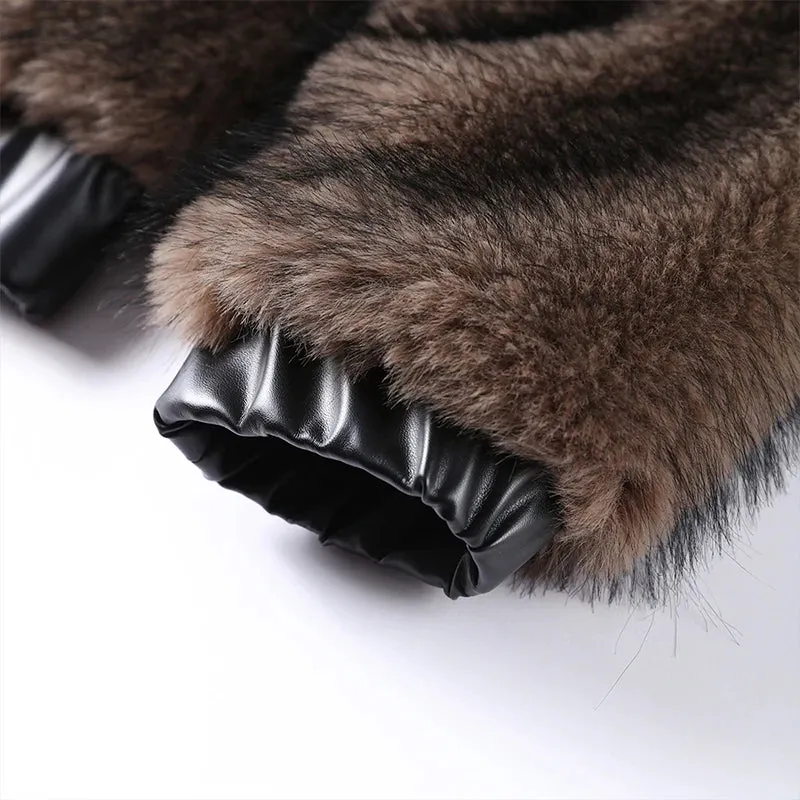 Winter's Elegant Brown Faux Fur Jacket for Women