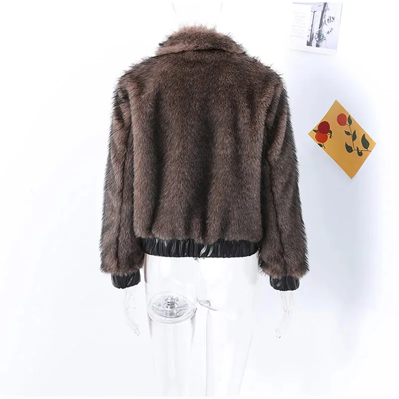Winter's Elegant Brown Faux Fur Jacket for Women