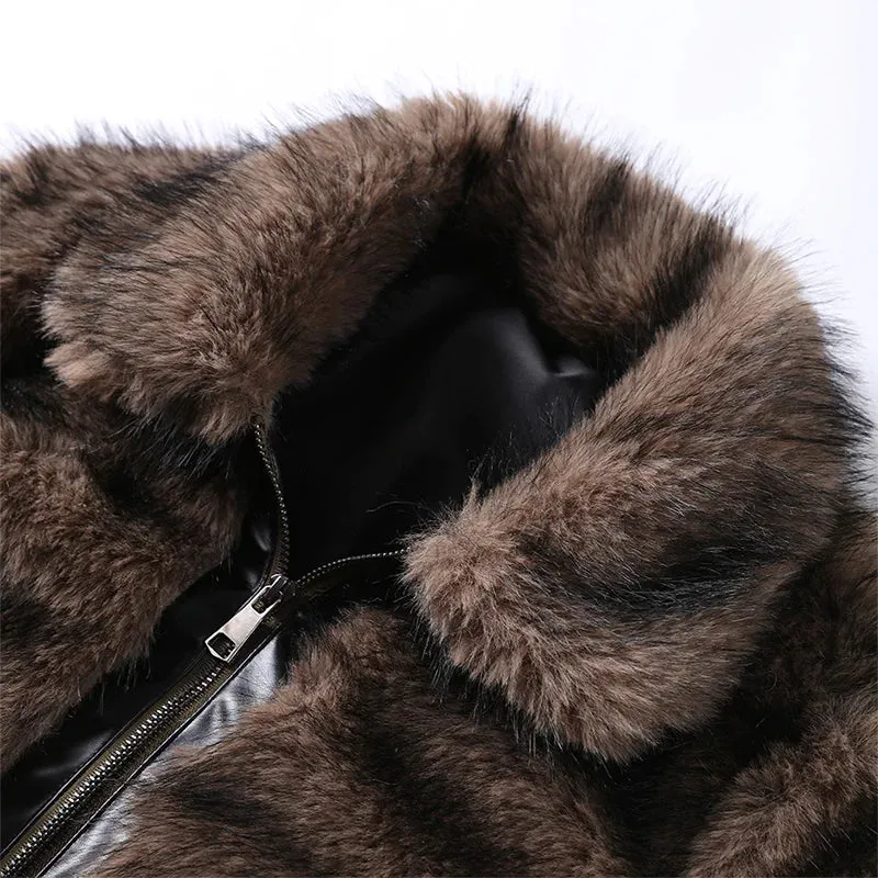 Winter's Elegant Brown Faux Fur Jacket for Women