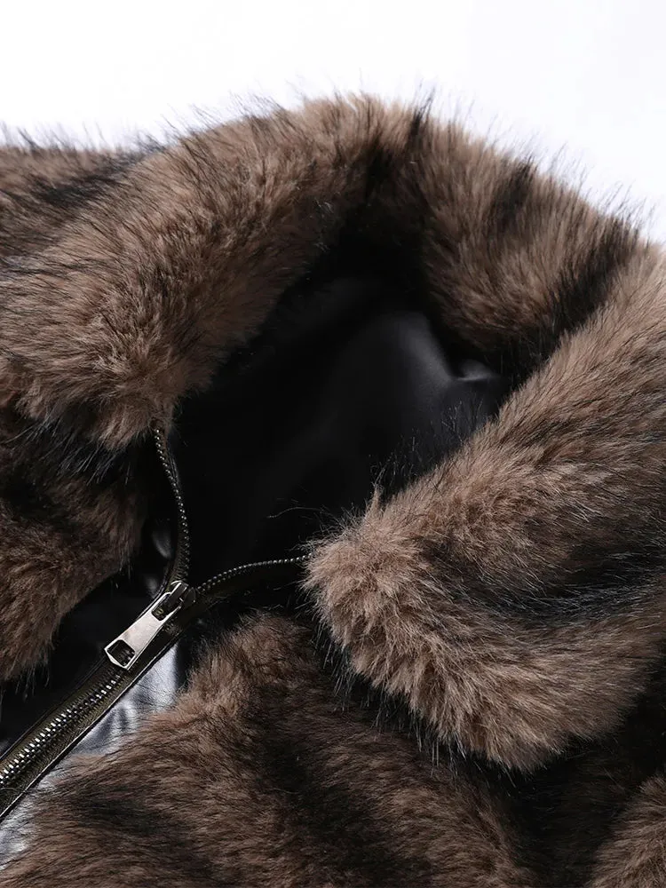 Winter's Elegant Brown Faux Fur Jacket for Women
