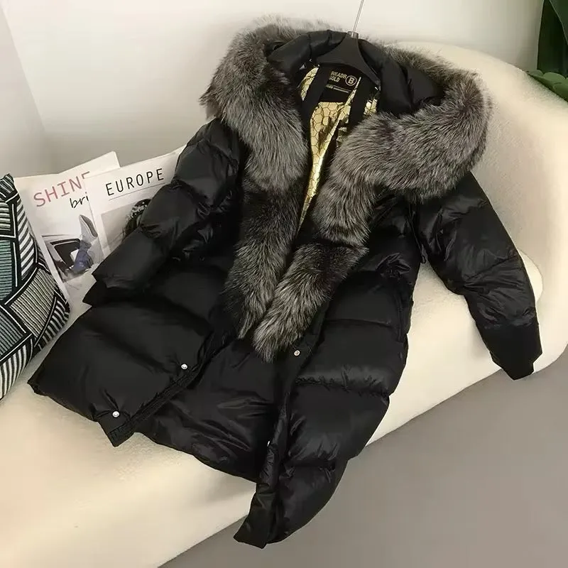 Women's Oversized Duck Down Jacket with Luxurious Natural Fur – Ultimate Winter Warmth & Style